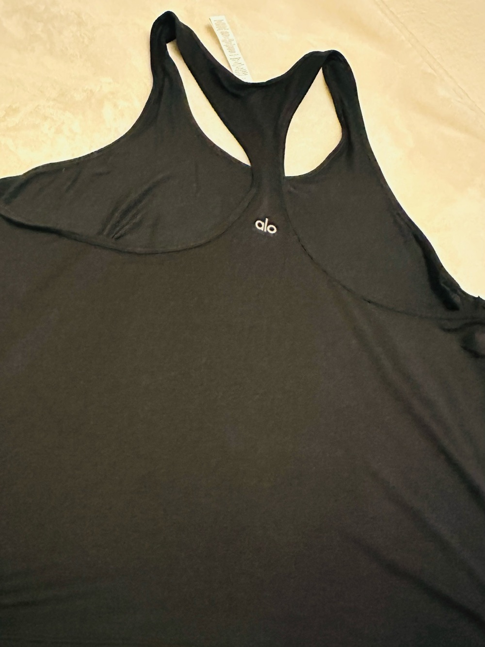 ALO Yoga Black Racerback Tank Top with Subtle Logo